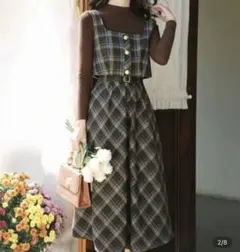 ギンガムチェック ベスト&スカートセットアップ