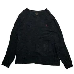 00s- ポロラルフローレン ロンT 長袖Tシャツ Vネック グレー メンズ L