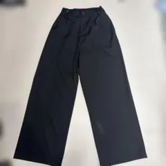 ブラック 2タックワイドスラックス ゴムウエスト
