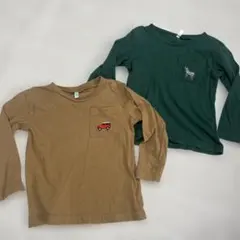 長袖Tシャツ2枚セット（ブラウン・グリーン）
