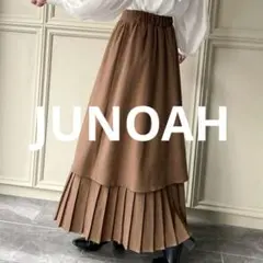 JUNOAH プリーツドッキングフレアスカート スカート