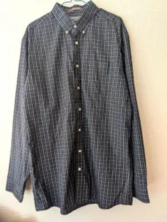 ​【極美品】エディーバウアー 長袖チェックシャツ 綿100% ネイビー XL相当