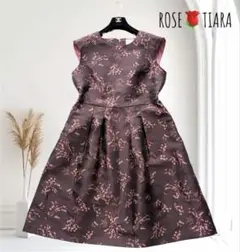【美品✨】ローズティアラ ジャカード 花柄 ワンピース ハリ感 大きいサイズ42