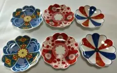 【美品】豆皿 3色6枚 小皿 食器 和風 レトロ 日本 皿 恒例行事 ②
