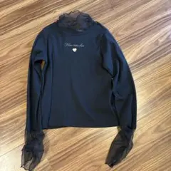 ブラック メッシュ袖 長袖カットソー