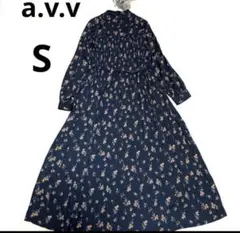 【新品同様】【24AW】a.v.v 長款连衣裙 束腰百褶S 花纹