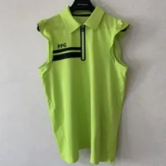 PPG 蛍光グリーン ノースリーブポロシャツ