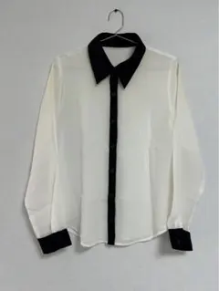 長袖シャツ ホワイト ブラック Lサイズ シースルー