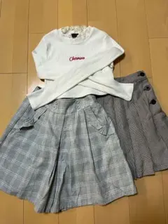 グレー チェック柄スカートキッズ160