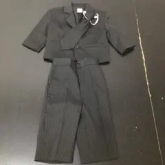 子供　フォーマル　黒　ストライプ　スーツ 3点セット　90cm