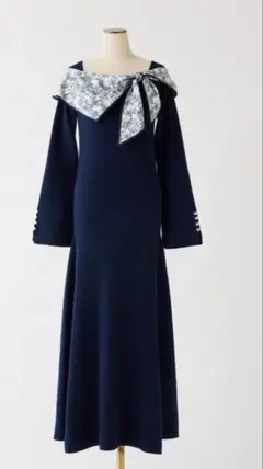 NICE CLAUP♡異素材リボンニットロングワンピース