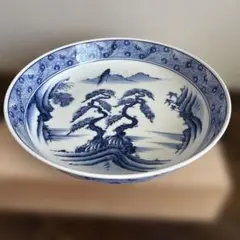宝船 鶴 亀 松 染付 皿 陶器 骨董品 - メルカリ