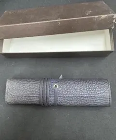 箱無し　土屋鞄　ナス紺レザー ロールタイプ 筆箱 箱付き