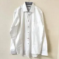 【クリーニング済み✨】LES MUES 長袖ワイシャツ ホワイト ストライプのサムネイル