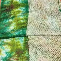 【minista様専用】正絹　着物はぎれ　緑の絞りとむら染のはぎれ　2m