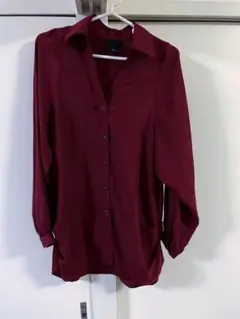 ブラウス　シャツ　ワンピース　ボルドー　レッド　赤茶