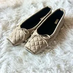 CHEMBURチェンバースクエア スタッズ バレエシューズ　キルティング