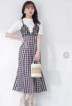 プロポーションボディドレッシング　キャミワンピ　ギンガムチェック柄　Mサイズ