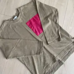 ブランシェス　長袖カットソー カーキ/ピンク　ポケット