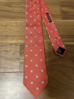 ORIHIKA シルク100% オレンジ 花柄 ネクタイ