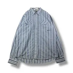 Billabong　オンブレストライプウエスタンシャツ　サイズL　ホワイトブルーのサムネイル