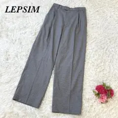 レプシィム ワイドパンツ グレー L 千鳥格子 タックパンツ ウエストゴム 通勤