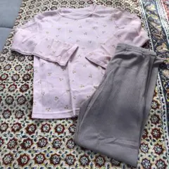 新品 さくらんぼ柄 ワッフル素材 薄手長袖パジャマ 130