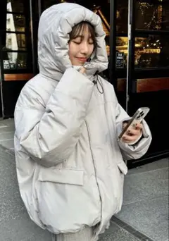 新品未使用　チャオパニック　ハーフフードハッピージャケット　グレー　M