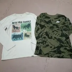 140 Nike 長袖　Tシャツ　カーキ　迷彩　おまけ　ロンT