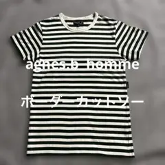 agnes b. homme ボーダーシャツ サイズT0 グリーン×アイボリー