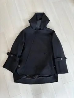 omar afridi オーバーサイズ　フード付き黒ウールコート
