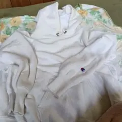 Champion REVERSE WEAVE WHITEパーカー MEDIUM