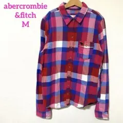 ⭐️アバクロンビー&フィッチ　チェック柄　ネルシャツ　ピンク系M＊129のサムネイル