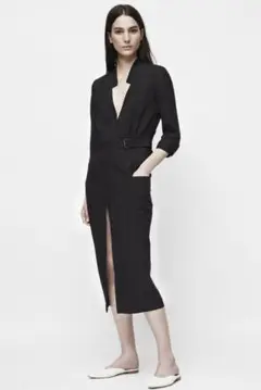 【WES GORDON】BLACK V-neck georgette SHIRT