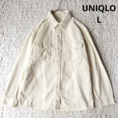【ユニクロ】UNIQLO コーデュロイ　オーバーサイズ　ワークシャツ　ホワイト