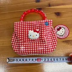 HELLO KITTY 赤いチェック柄ハンドバッグ1999年製美品