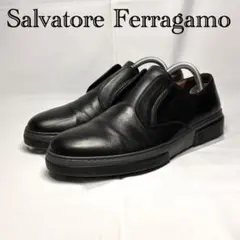 フェラガモ☆メンズ☆レザースニーカー☆ブラック☆本革☆スリッポン☆198