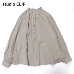 【春先に◎美品】スタディオクリップ　襟フリルチェック柄長袖ブラウス