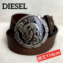 【美品】DIESEL レザーベルト デカバックル brave ブラウン