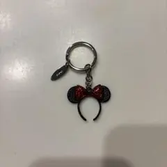 ミニーマウス耳リボンキーホルダー
