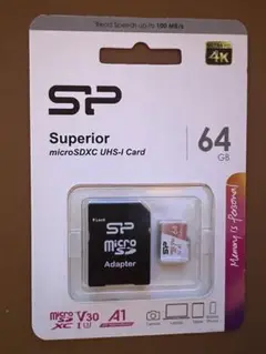 シリコンパワーSP microSDXC UHS-I SDカード64GB V30