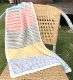 手編みブランケット　カラフルモス