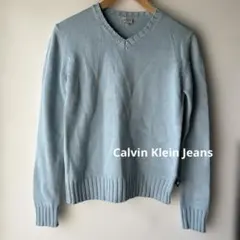 Calvin Klein Jeans カルバンクライン水色 Vネックセーター Mのサムネイル