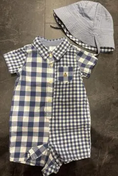 GAP ベビー　ロンパース　帽子付き　チェック
