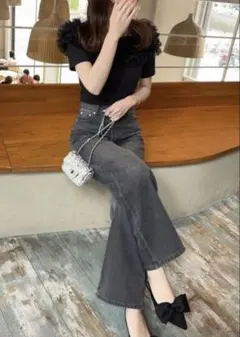 GRL ストレートデニムパンツ グレー　cu468のサムネイル