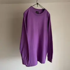 90's USA製　デッドストック　コットン　長袖　ロンt パープル　L