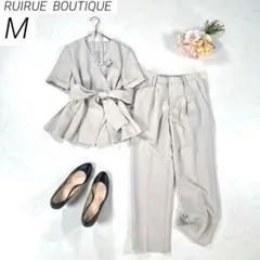 【完売品】　ルイルエ　パンツドレス　セットアップ　カシュクール　ライトグレー　M
