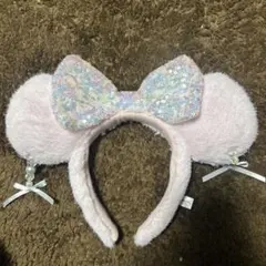 ピンク耳カチューシャ ラメリボン付き