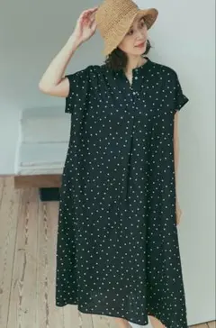 リネンドットフレアワンピース