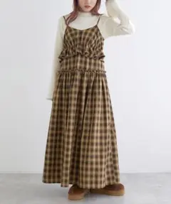 フリルギャザーキャミワンピース